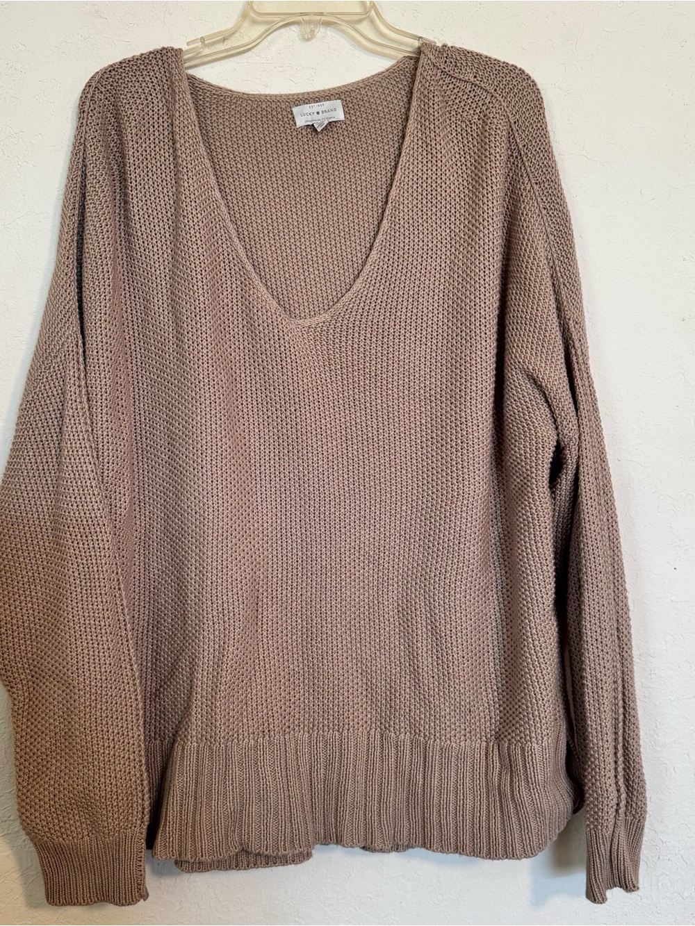 Lucky Brand Women's V-Neck Sweater - Taupe